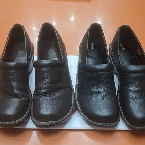 Women's Black Leather Slip-On Shoes